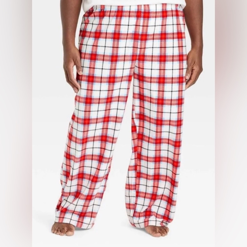 Wondershop Microfleece Plaid Christmas Pajama Lounge Pants Red White Blue Black